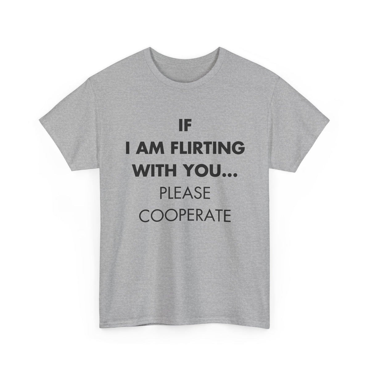 Sport Grey T-shirt with IF I AM FLIRTING WITH YOU... PLEASE COOPERATE front print