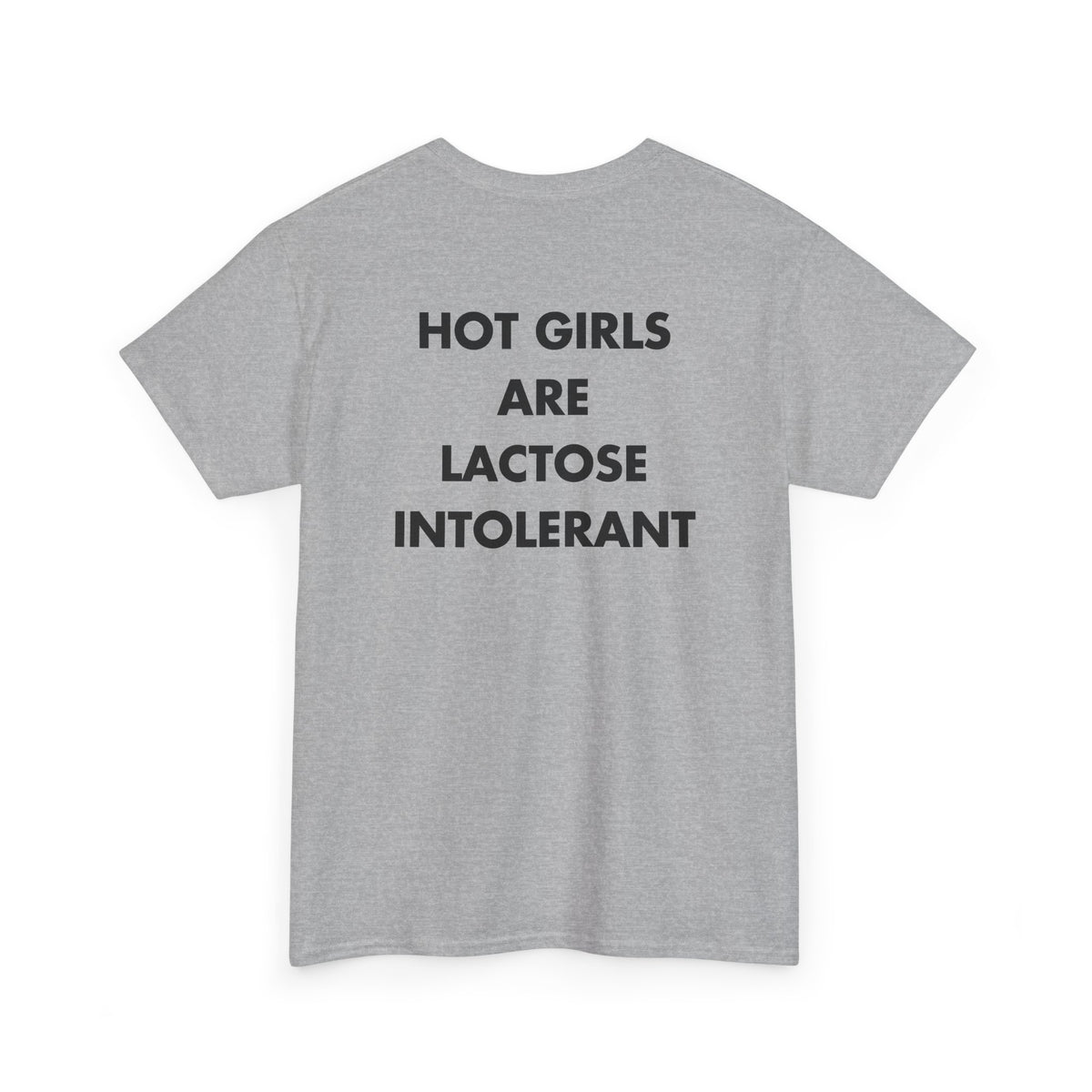 Sport Grey T-shirt with HOT GIRLS ARE LACTOSE INTOLERANT back print