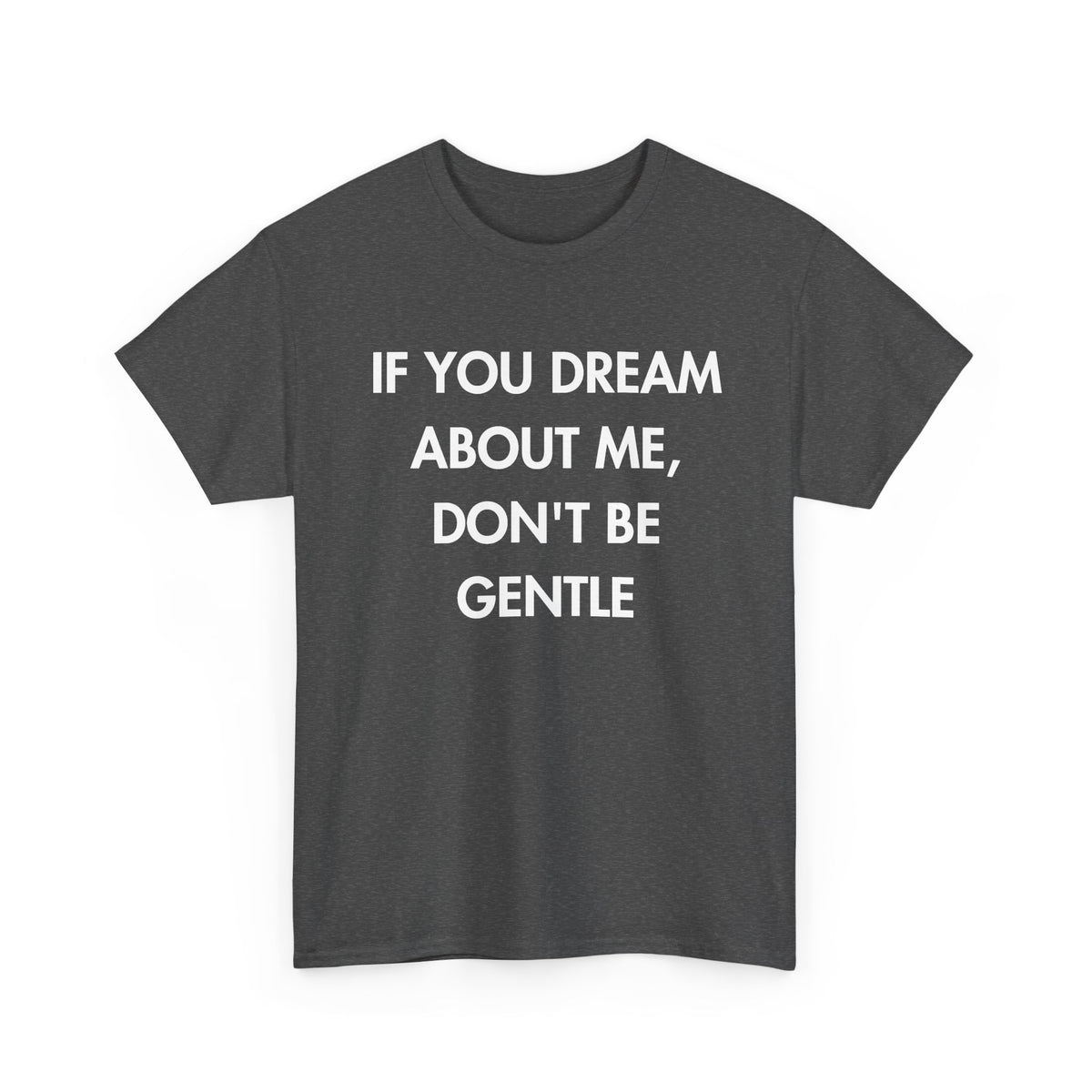 Dark Heather T-shirt with IF YOU DREAM ABOUT ME, DON'T BE GENTLE front print