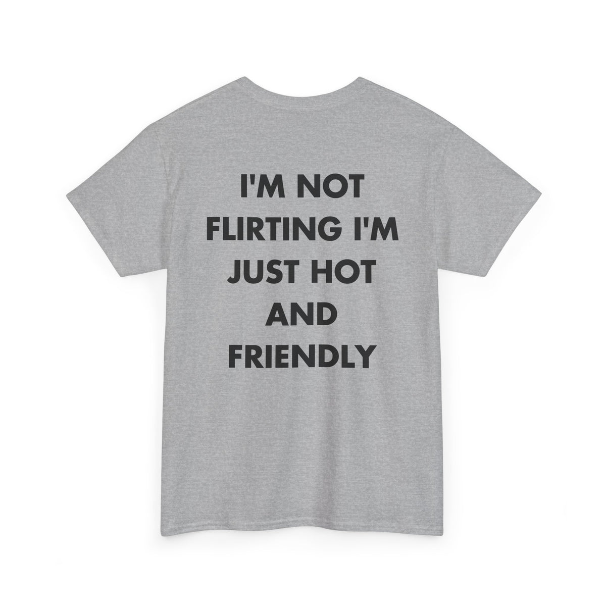 Sport Grey T-shirt with I'M NOT FLIRTING I'M JUST HOT AND FRIENDLY back print